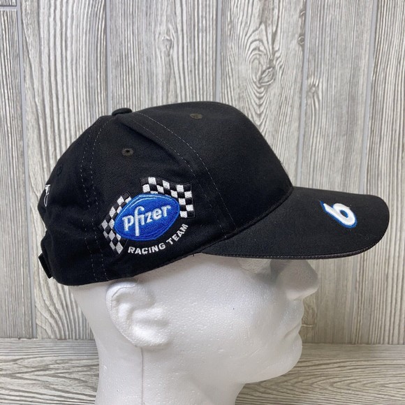 Mark Martin Cap Hat #6 Pfizer Roush Racing NASCAR Black Strapback Pinstripe NEW - Picture 5 of 8